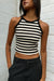 Contrast trim cropped top in stripe — main image