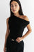 Asymmetric off the shoulder tank in black — main image