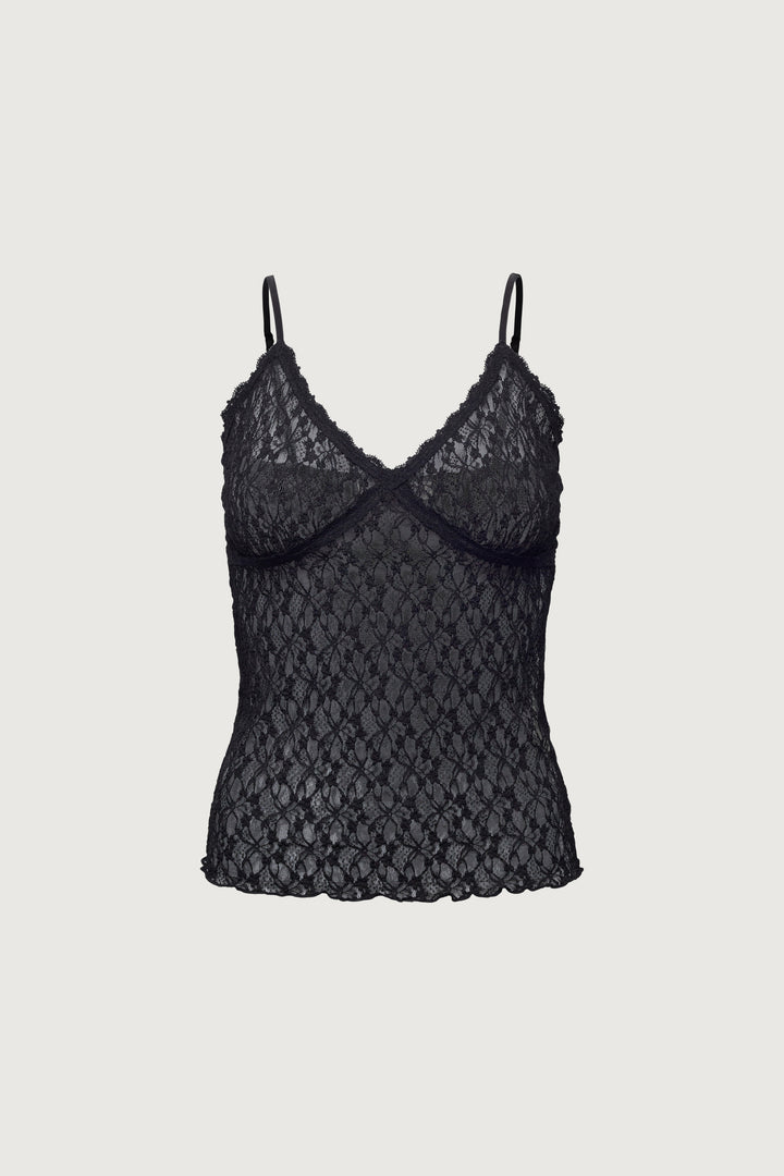 LACE CAMISOLE TANK TOP in Black — alternate angle