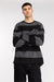 Oversized striped top in charcoal — main image