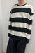 Oversized striped top in ivory — main image