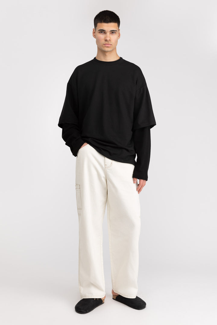 LAYERED CREWNECK in Black — alternate angle