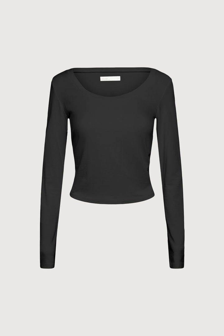 LONG SLEEVE TOP in Black — alternate angle