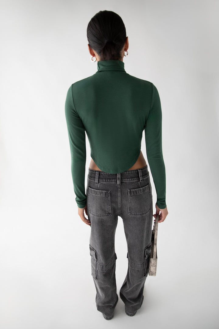 CROPPED TURTLENECK TOP in Sycamore — alternate angle