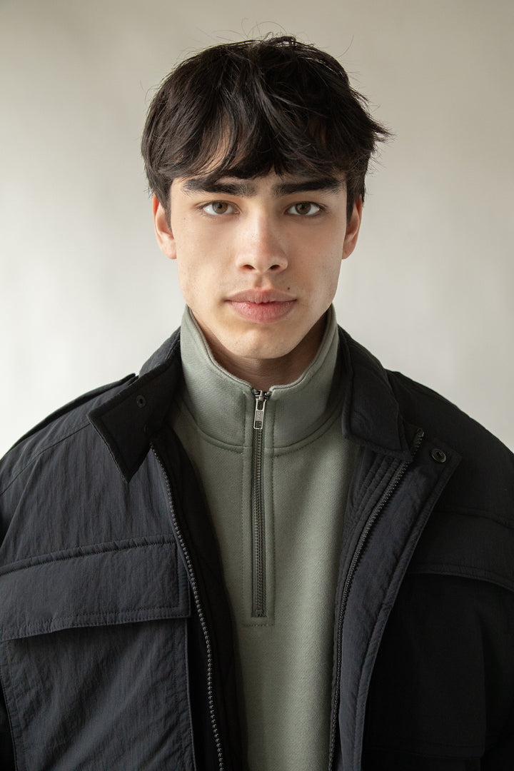 HALF-ZIP SWEATSHIRT in Mulled Basil — alternate angle