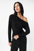 Long sleeve off the shoulder top in black — main image