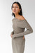 Off the shoulder long sleeve top in taupe — main image