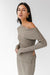 Off the shoulder long sleeve top in taupe — main image