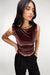 Velvet sleeveless tank top in bitter chocolate — main image