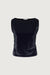 Velvet sleeveless tank top in black — main image