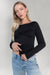 Knit long sleeve top with ruched bralette in midnight — main image