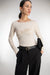 Knit long sleeve top with ruched bralette in oatmeal — main image