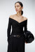 Cropped off the shoulder twist front top in black — main image