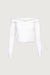 Cropped off the shoulder twist front top in white — main image