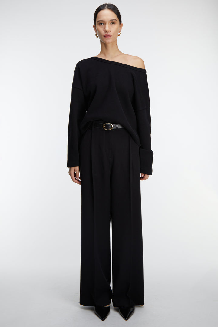WIDE NECKLINE SWEATSHIRT in Black — alternate angle