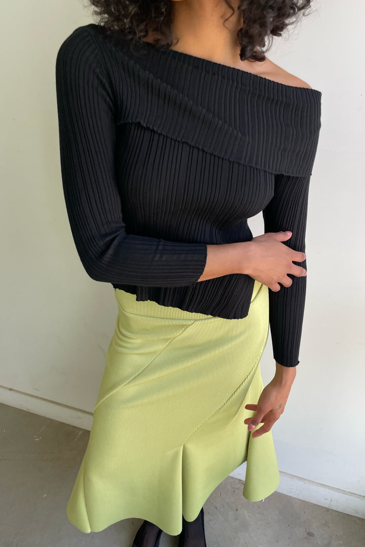 OFF THE SHOULDER KNIT TOP in Black — alternate angle