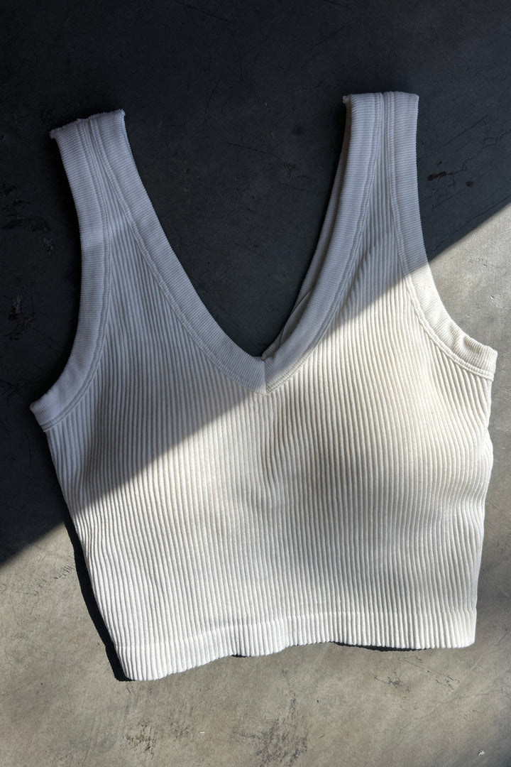 BUILT-IN BRA TANK TOP in White — alternate angle