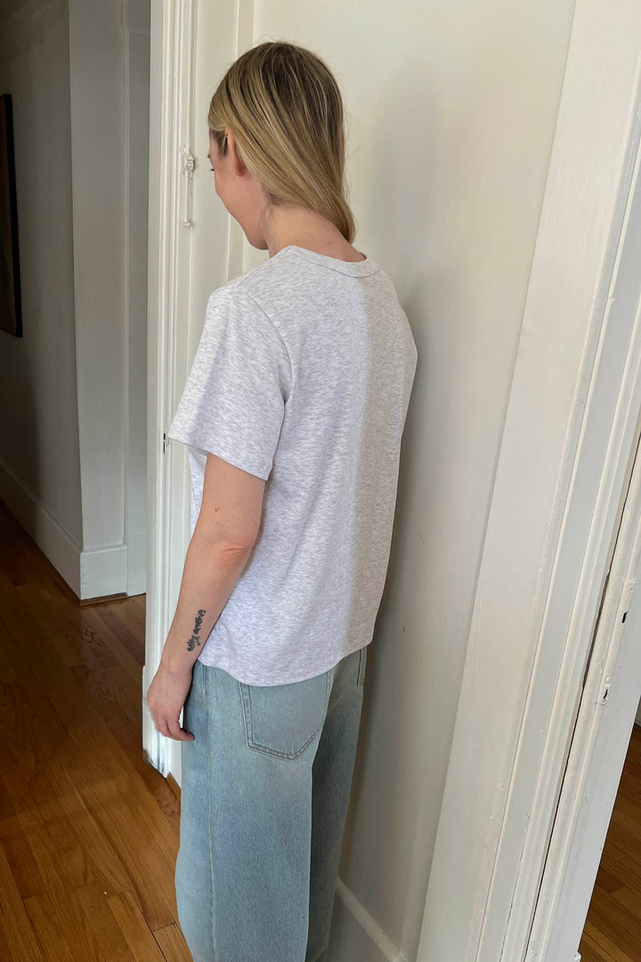 MIDWEIGHT COTTON CREWNECK T-SHIRT in Melange Grey — alternate angle