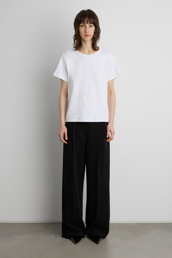 MIDWEIGHT COTTON CREWNECK T-SHIRT in White — alternate angle