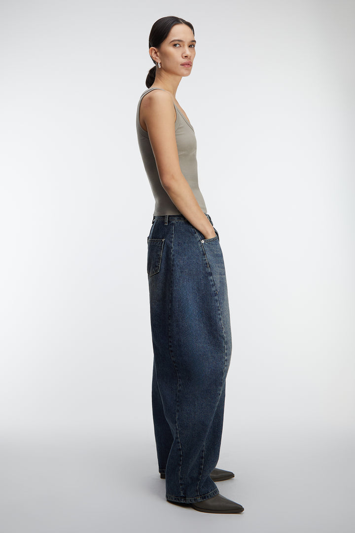 RIBBED MODAL SCOOP NECK TANK TOP in Brindle — alternate angle