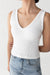 Ribbed built-in bra top in white — main image