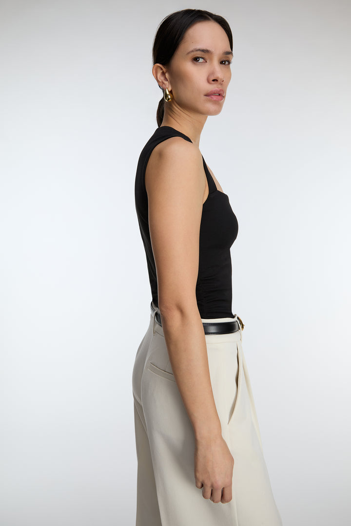 SQUARE NECK TANK TOP in Black — alternate angle