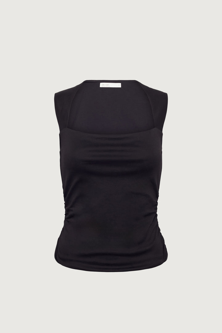 SQUARE NECK TANK TOP in Black — alternate angle