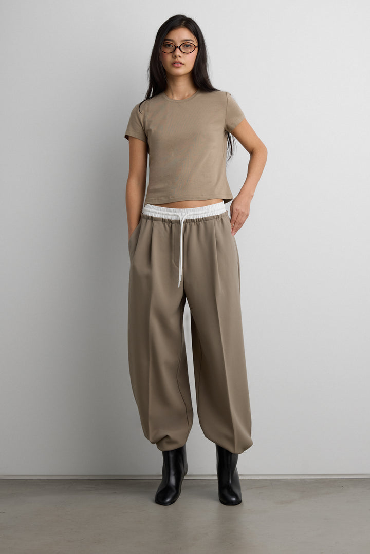 COTTON MODAL SLIM FIT CREWNECK T-SHIRT in Brindle — alternate angle