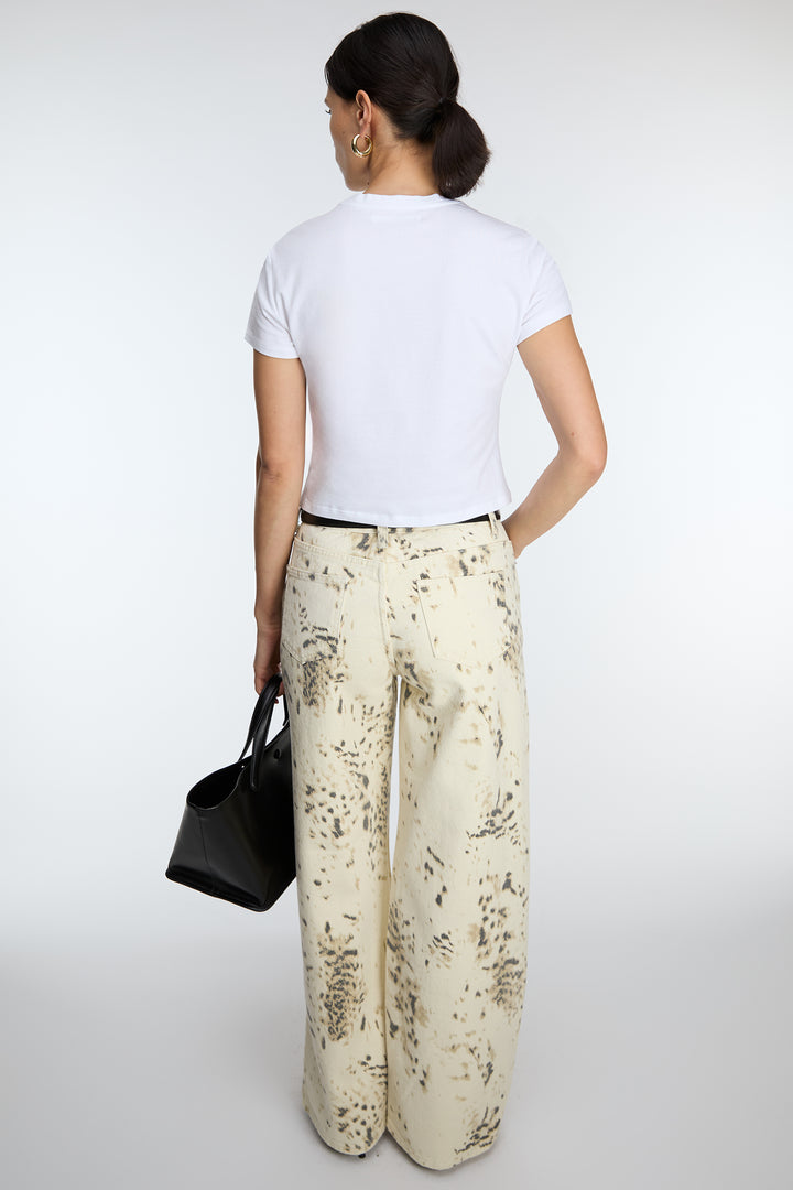 COTTON MODAL SLIM FIT CREWNECK T-SHIRT in White — alternate angle