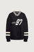 V-neck varsity graphic sweatshirt in black birch — main image