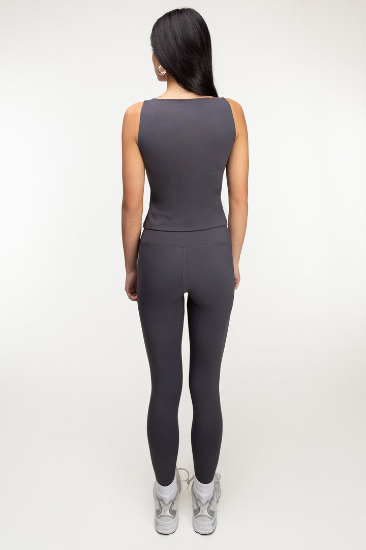 HIGH NECK SLEEVELESS TOP in ASPHALT — alternate angle