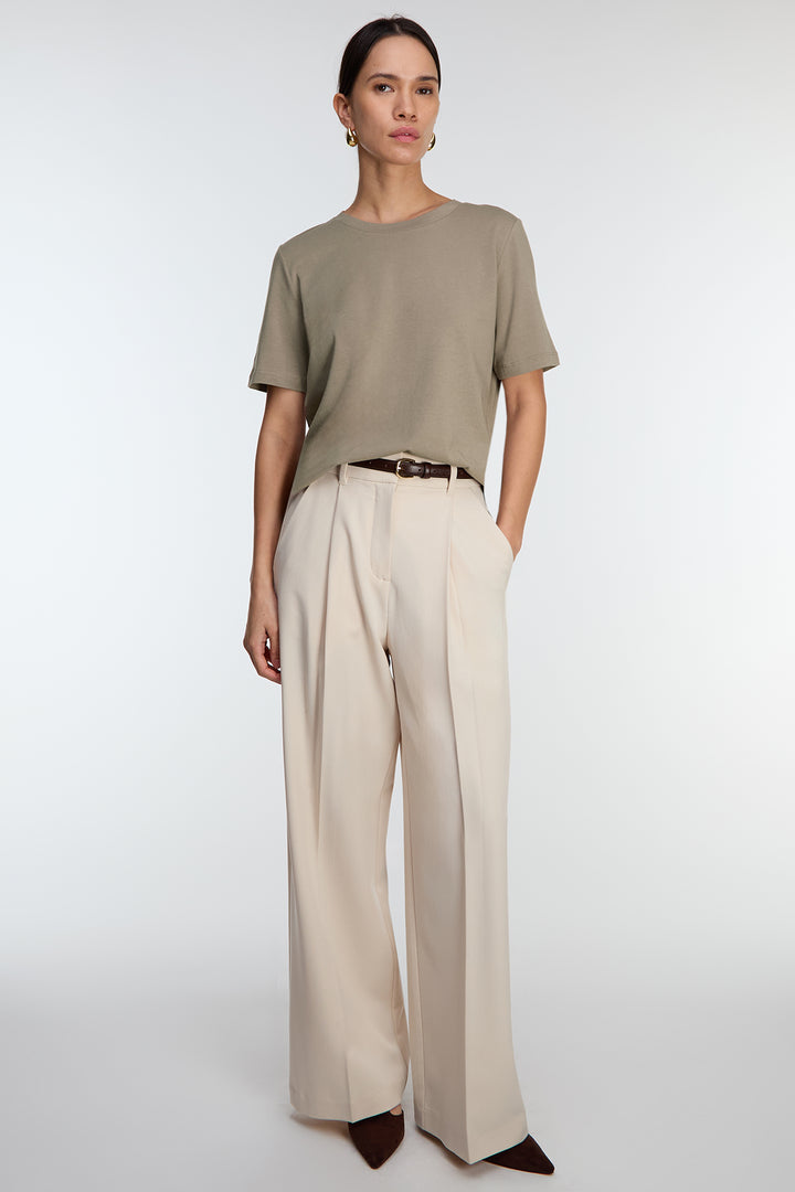 COTTON MODAL CLASSIC FIT CREWNECK T-SHIRT in Brindle — alternate angle