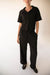 Short sleeve crinkle button up in black — main image