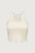 Padded racerback tank top in beige — main image