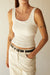 Ribbed built-in bra tank top in white — main image