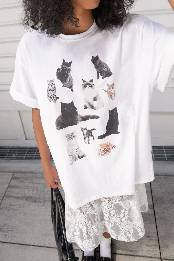 CAT GRAPHIC T-SHIRT in White — alternate angle