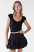Cap sleeve cropped top in black — main image
