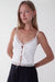 Tie front lace trim tank camisole in white — main image