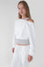 Cotton french terry cropped sweatshirt in white — main image