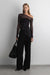 Floral print off shoulder long sleeve top in black floral — main image