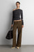 Ruched asymmetrical long sleeve top in charcoal — main image