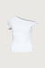 Off shoulder top with side twist detail in white — main image