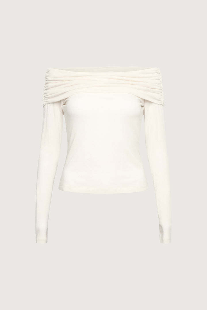 OFF THE SHOULDER LONG SLEEVE TOP in Birch — alternate angle