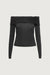 Off the shoulder long sleeve top in black — main image