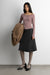 Fitted off the shoulder long sleeve top in rose taupe — main image