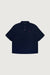 Oversized boxy polo in navy blue — main image