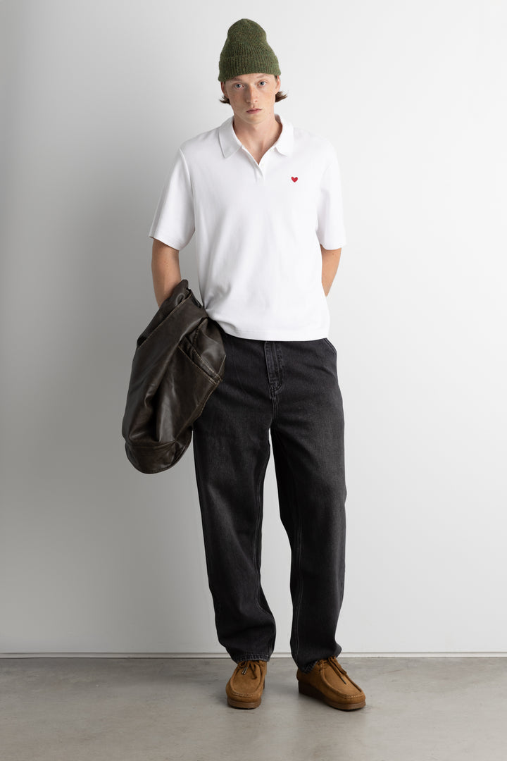 OVERSIZED BOXY POLO in White — alternate angle