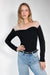 Sheer shoulder top in black — main image
