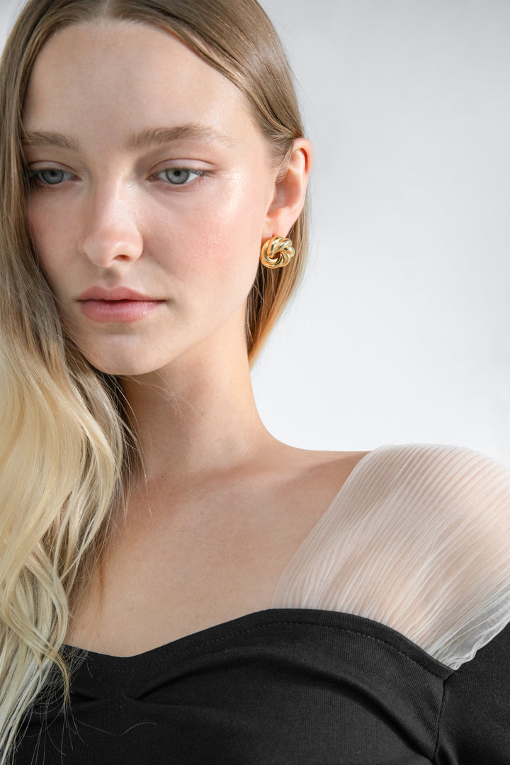 SHEER SHOULDER TOP in Black — alternate angle