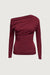 Gathered off shoulder top in burgundy — main image